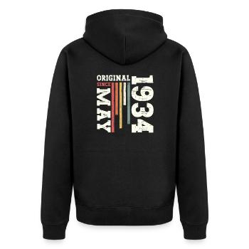 Original Mai 1934 Jahrgang 1934 Geburtstag 1934 - Unisex Premium Bio Zip Hoodie - Schwarz - Hinten - Nico (187cm)