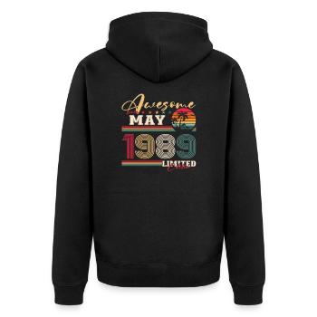 Awesome May 1989 Vintage 1989 Birthday 1989 - Unisex Premium Organic Zip Hoodie - black - Back - Nico (187cm)