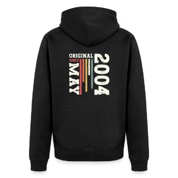 Original Mai 2004 Jahrgang 2004 Geburtstag 2004 - Unisex Premium Bio Zip Hoodie - Schwarz - Hinten - Nico (187cm)