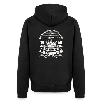Legend May 1949 Born 1949 Birthday 1949 - Unisex Premium Organic Zip Hoodie - black - Back - Nico (187cm)