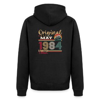 Original Mai 1984 Millésime 1984 Anniversaire 1984 - Veste à capuche bio Premium Unisexe - noir - Dos - Nico (187cm)
