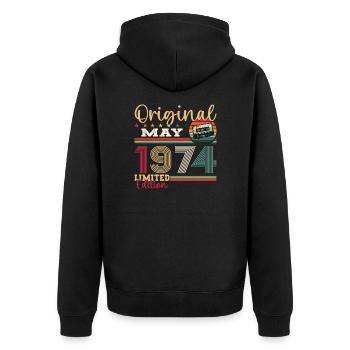 Original Mai 1974 Millésime 1974 Anniversaire 1974 - Veste à capuche bio Premium Unisexe - noir - Dos - Nico (187cm)