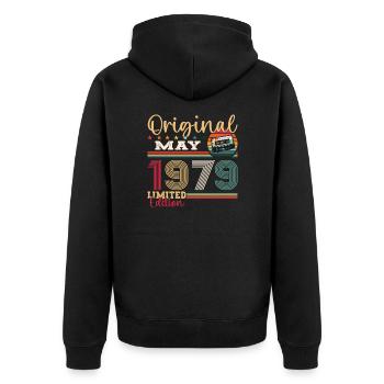 Original Mai 1979 Millésime 1979 Anniversaire 1979 - Veste à capuche bio Premium Unisexe - noir - Dos - Nico (187cm)