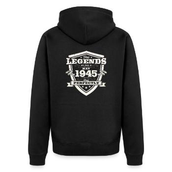 Vintage May 1945 Vintage 1945 Birthday 1945 - Unisex Premium Organic Zip Hoodie - black - Back - Nico (187cm)