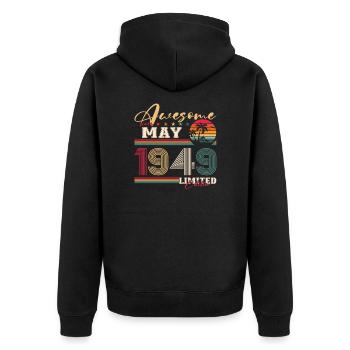 Original 1949 Jahrgang 1949 75. Geburtstag 1949 - Unisex Premium Bio Zip Hoodie - Schwarz - Hinten - Nico (187cm)