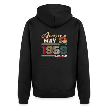 Original 1959 Jahrgang 1959 65. Geburtstag 1959 - Unisex Premium Bio Zip Hoodie - Schwarz - Hinten - Nico (187cm)