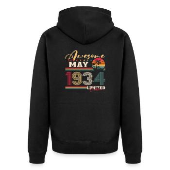 Legendär Mai 1934 Jahrgang 1934 Geburtstag 1934 - Unisex Premium Bio Zip Hoodie - Schwarz - Hinten - Nico (187cm)