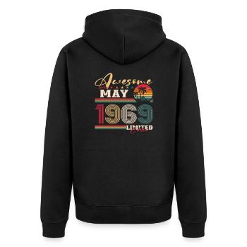 Original 1969 Vintage 1969 55th Birthday 1969 - Unisex Premium Organic Zip Hoodie - black - Back - Nico (187cm)