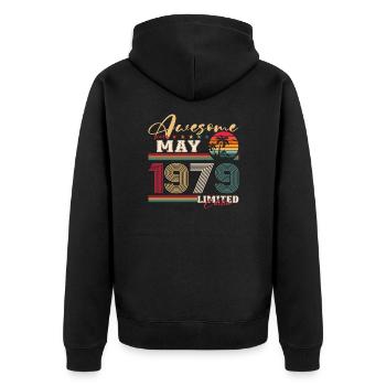Original 1979 Jahrgang 1979 45. Geburtstag 1979 - Unisex Premium Bio Zip Hoodie - Schwarz - Hinten - Nico (187cm)