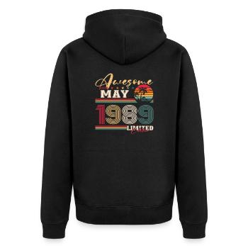 Original 1989 Jahrgang 1989 35. Geburtstag 1989 - Unisex Premium Bio Zip Hoodie - Schwarz - Hinten - Nico (187cm)