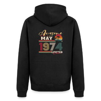 Original 1974 Vintage 1974 50th Birthday 1974 - Unisex Premium Organic Zip Hoodie - black - Back - Nico (187cm)