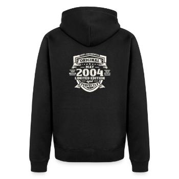 Legende Mai 2004 Jahrgang 2004 Geburtstag 2004 - Unisex Premium Bio Zip Hoodie - Schwarz - Hinten - Nico (187cm)
