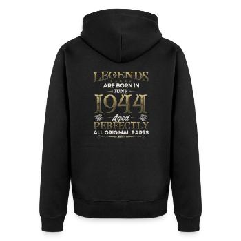 Légende Juin 1944 Né en 1944 80e anniversaire 44 - Veste à capuche bio Premium Unisexe - noir - Dos - Nico (187cm)