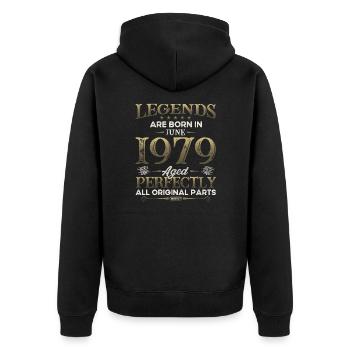 Légende Juin 1979 Millésime 1979 Anniversaire 1979 - Veste à capuche bio Premium Unisexe - noir - Dos - Nico (187cm)