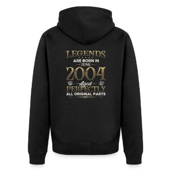 Legende Juni 2004 Jahrgang 2004 Geburtstag 2004 - Unisex Premium Bio Zip Hoodie - Schwarz - Hinten - Nico (187cm)