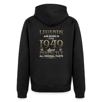 Legende Juni 1949 Jahrgang 1949 Geburtstag 1949 - Unisex Premium Bio Zip Hoodie - Schwarz - Hinten - Nico (187cm)