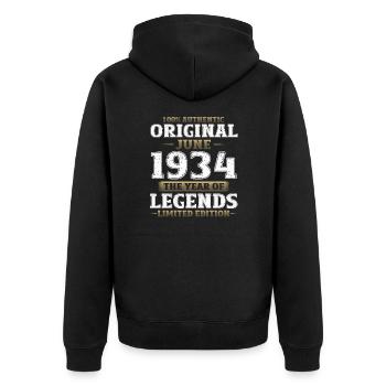 Original Juni 1934 Jahrgang 1934 Geburtstag 1934 - Unisex Premium Bio Zip Hoodie - Schwarz - Hinten - Nico (187cm)