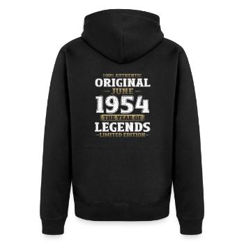 Original June 1954 Vintage 1954 Birthday 1954 - Unisex Premium Organic Zip Hoodie - black - Back - Nico (187cm)