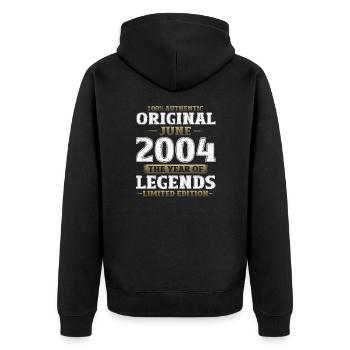 Original Juni 2004 Jahrgang 2004 Geburtstag 2004 - Unisex Premium Bio Zip Hoodie - Schwarz - Hinten - Nico (187cm)