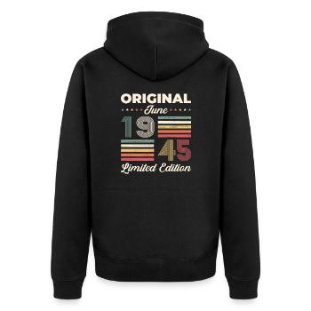 Original June 1945 Vintage 1945 Birthday 1945 - Unisex Premium Organic Zip Hoodie - black - Back - Nico (187cm)