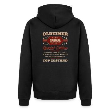 Oldtimer Juni 1955 Jahrgang 1955 69. Geburtstag 55 - Unisex Premium Bio Zip Hoodie - Schwarz - Hinten - Nico (187cm)