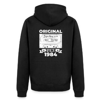 Cassette June 1984 Vintage 1984 Birthday 1984 - Unisex Premium Organic Zip Hoodie - black - Back - Nico (187cm)