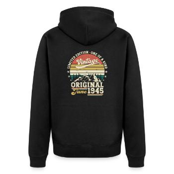 Original June 1945 Vintage 1945 Birthday 1945 - Unisex Premium Organic Zip Hoodie - black - Back - Nico (187cm)