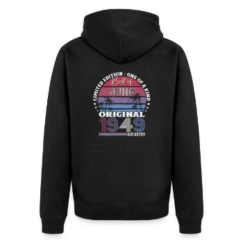Original June 1949 Vintage 1949 Birthday 1949 - Unisex Premium Organic Zip Hoodie - black - Back - Nico (187cm)