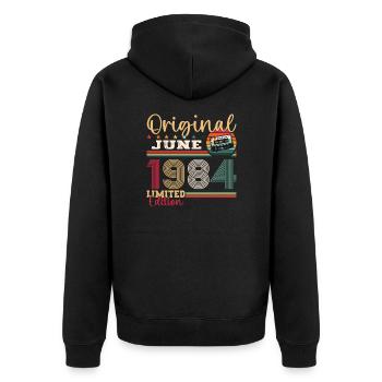 Cassette June 1984 Vintage 1984 Birthday 1984 - Unisex Premium Organic Zip Hoodie - black - Back - Nico (187cm)