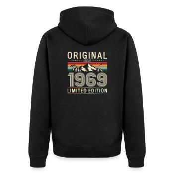 Original 1969 Vintage 1969 Birthday 1969 - Unisex Premium Organic Zip Hoodie - black - Back - Nico (187cm)