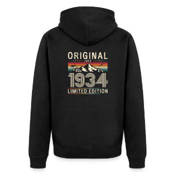 90th Birthday Original July 1934 Born 1934 - Unisex Premium Organic Zip Hoodie - black - Back - Nico (187cm)