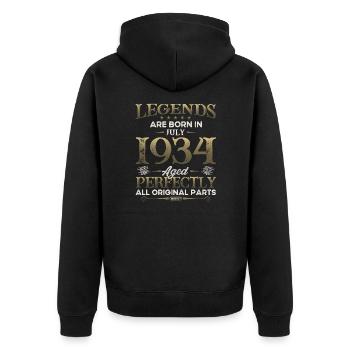 90th Birthday Original July 1934 Born 1934 - Unisex Premium Organic Zip Hoodie - black - Back - Nico (187cm)