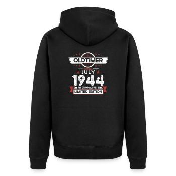 80ème Anniversaire Voiture Classique Juillet 1944 Millésime 1944 - Veste à capuche bio Premium Unisexe - noir - Dos - Nico (187cm)