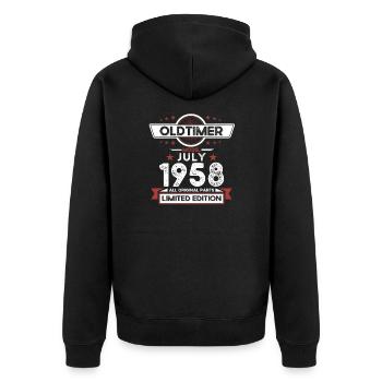 66. Geburtstag Oldtimer Juli 1958 Jahrgang 1958 - Unisex Premium Bio Zip Hoodie - Schwarz - Hinten - Nico (187cm)