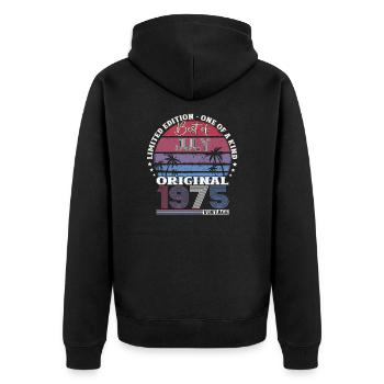 50. Geburtstag Original Juli 1975 Jahrgang 1975 - Unisex Premium Bio Zip Hoodie - Schwarz - Hinten - Nico (187cm)