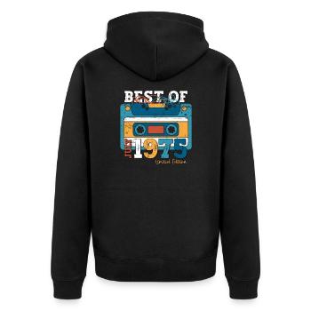 50. Geburtstag Kassette Juli 1975 Jahrgang 1975 - Unisex Premium Bio Zip Hoodie - Schwarz - Hinten - Nico (187cm)