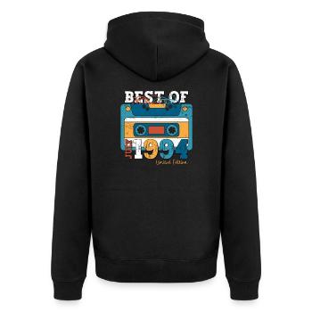 30. Geburtstag Kassette Juli 1994 Jahrgang 1994 - Unisex Premium Bio Zip Hoodie - Schwarz - Hinten - Nico (187cm)