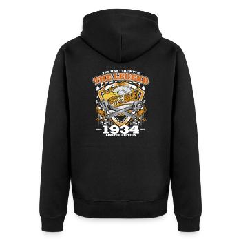 90th Birthday Original Vintage 1934 Artisan - Unisex Premium Organic Zip Hoodie - black - Back - Nico (187cm)
