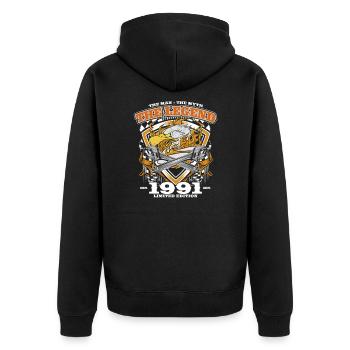 33rd Birthday Original Vintage 1991 Artisan - Unisex Premium Organic Zip Hoodie - black - Back - Nico (187cm)