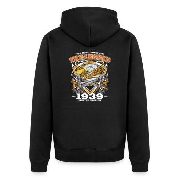 85th Birthday Original Vintage 1939 Craftsman - Unisex Premium Organic Zip Hoodie - black - Back - Nico (187cm)