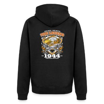 80th Birthday Original Vintage 1944 Craftsman - Unisex Premium Organic Zip Hoodie - black - Back - Nico (187cm)