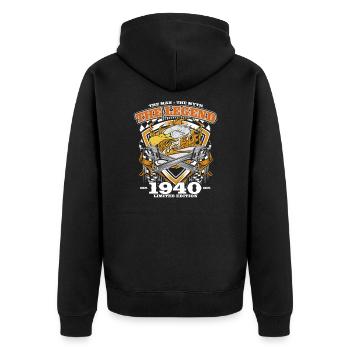 85th Birthday Original Vintage 1940's Artisan - Unisex Premium Organic Zip Hoodie - black - Back - Nico (187cm)