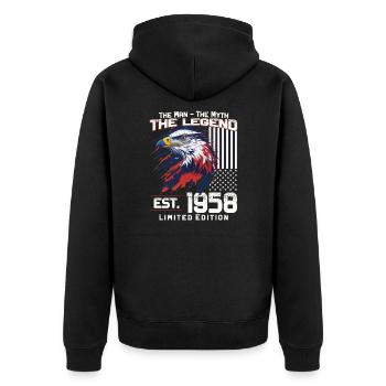 66th Birthday Year 1958 Vintage 1958 Legend - Unisex Premium Organic Zip Hoodie - black - Back - Nico (187cm)