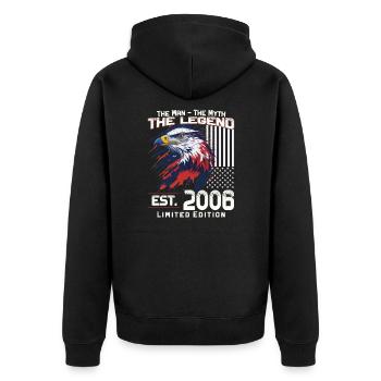 18th Birthday Year 2006 Vintage 2006 Legend - Unisex Premium Organic Zip Hoodie - black - Back - Nico (187cm)
