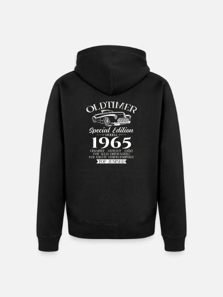 60 års fødselsdag Klassisk Bil 1965 Årgang 1965 - Premium økologisk unisex-hættejakke - sort