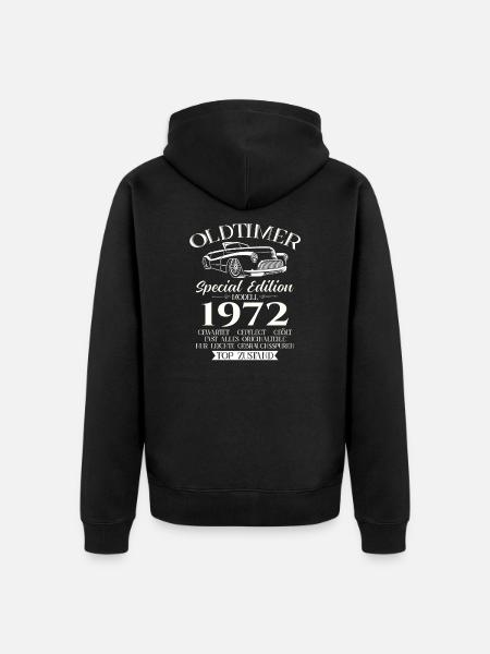 Oldtimer 1972 Jahrgang 1972 52. Geburtstag 1972 - Unisex Premium Bio Zip Hoodie - Schwarz