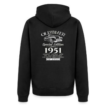 Oldtimer 1951 Jahrgang 1951 73. Geburtstag 1951 - Unisex Premium Bio Zip Hoodie - Schwarz - Hinten - Nico (187cm)