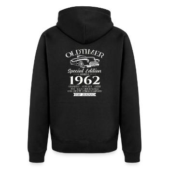 Oldtimer 1962 Jahrgang 1962 62. Geburtstag 1962 - Unisex Premium Bio Zip Hoodie - Schwarz - Hinten - Nico (187cm)