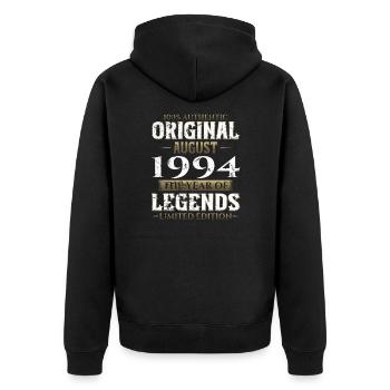 30th Birthday Original August 1994 Vintage 1994 - Unisex Premium Organic Zip Hoodie - black - Back - Nico (187cm)