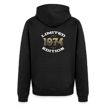 50th Birthday Original September 1974 Volume 74 - Unisex Premium Organic Zip Hoodie - black - Back - Nico (187cm)